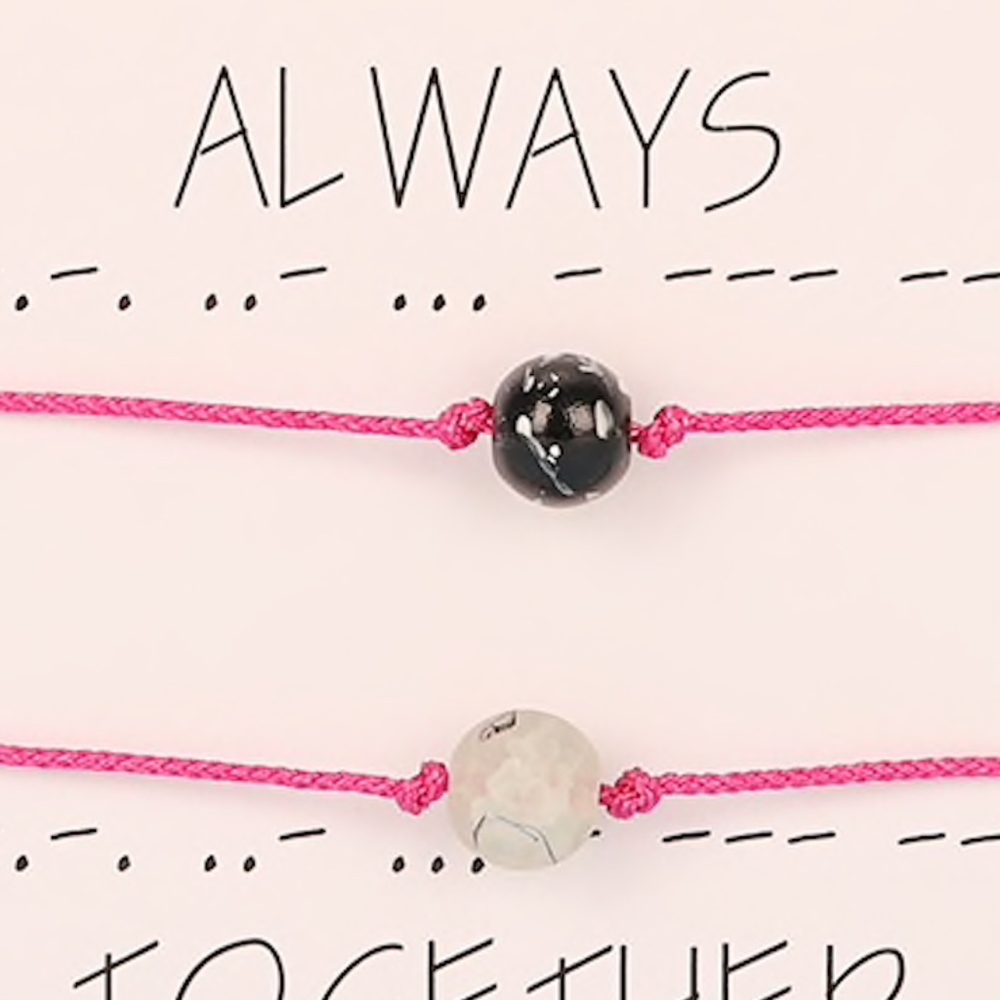 8MM Lava Stone Couple Pink Bracelet Set & Card - Picture 2 of 4
